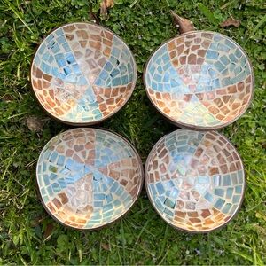 Set of 4 Organic Mother of pearl coconut shell bowls